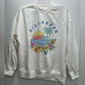 Billabong Cream tropical Graphic Sweatshirt M